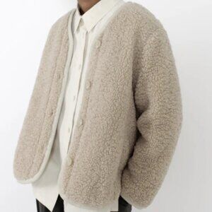 7115 by Szeki reversible curly jacket XS -- a teddy & quilted jacket